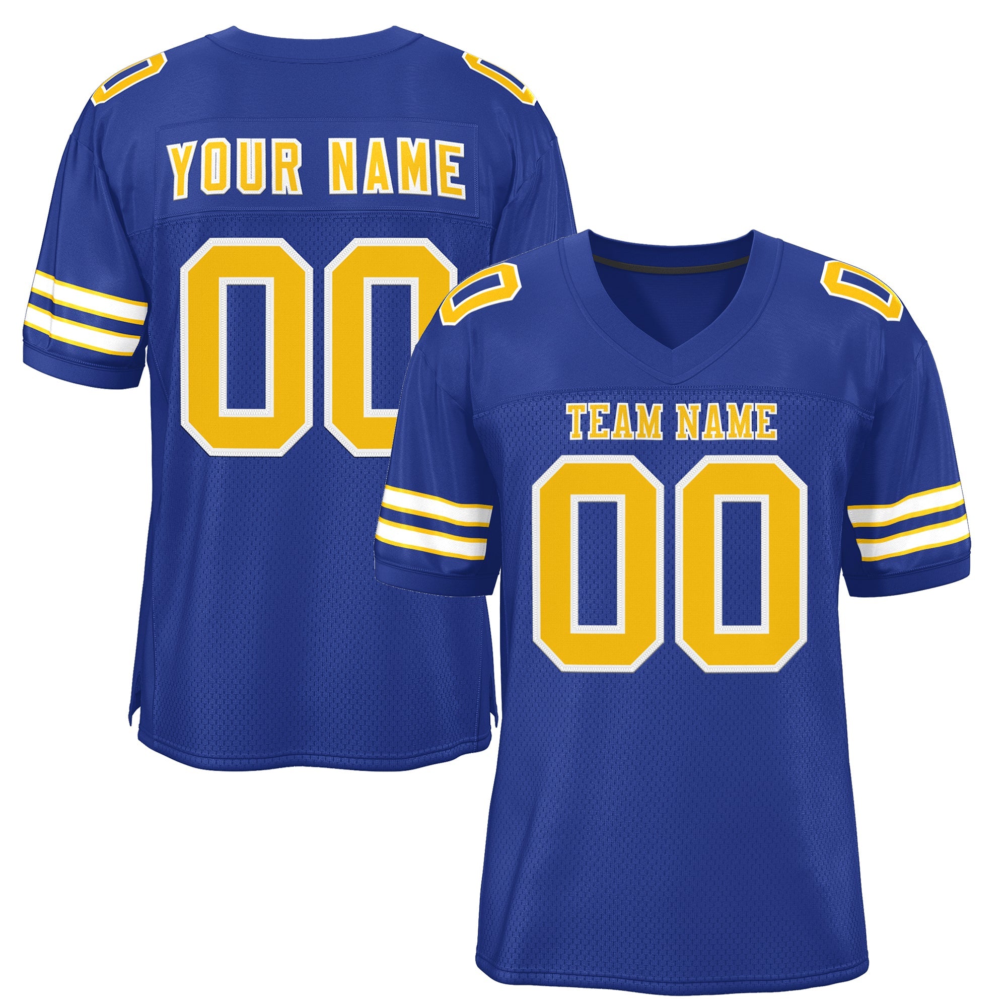 Custom Royal Gold-White Classic Style Mesh Authentic Football Jersey