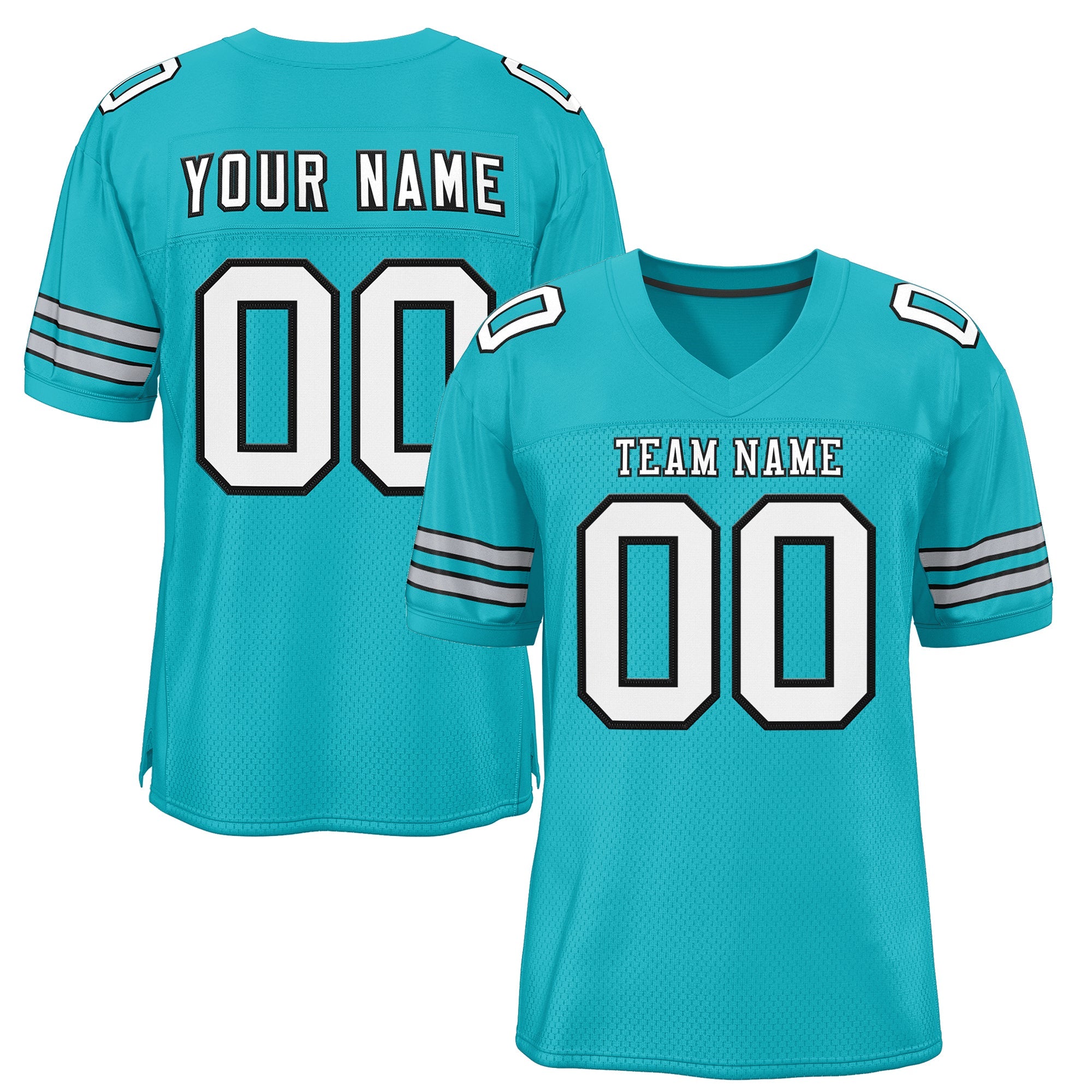 Custom Aqua White-Black Classic Style Mesh Authentic Football Jersey