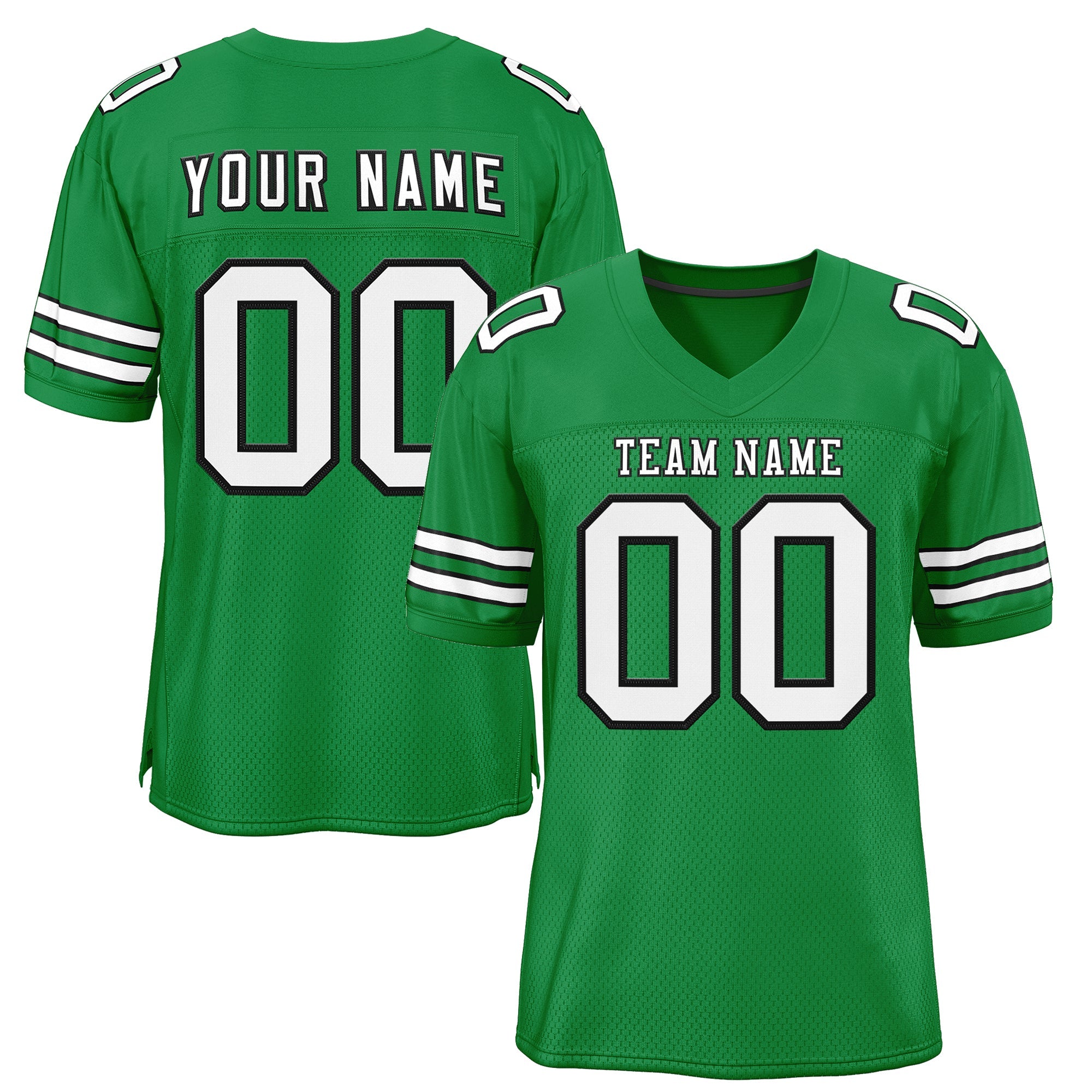 Custom Kelly Green White-Black Classic Style Mesh Authentic Football Jersey