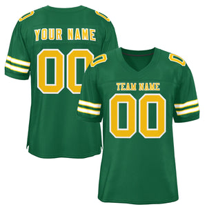 Custom Green Gold-White Classic Style Mesh Authentic Football Jersey