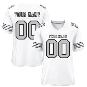 Custom White Gray-Black Classic Style Mesh Authentic Football Jersey