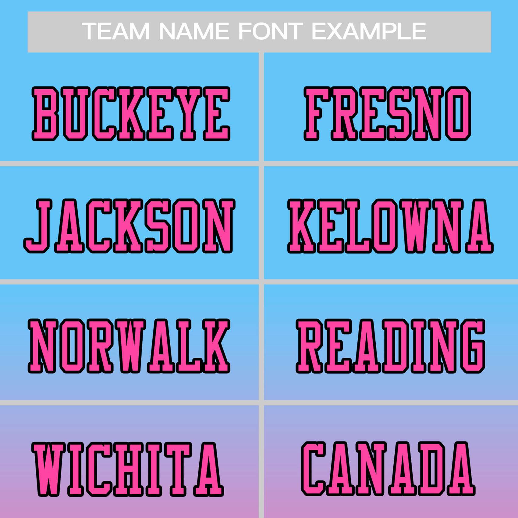 custom bule and pink gradient football jersey name font