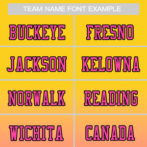 custom yellow and pink gradient football jersey name font