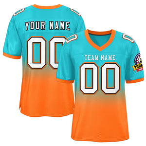 Maillot de football authentique personnalisé Aqua Orange blanc-Aqua dégradé mode extérieur