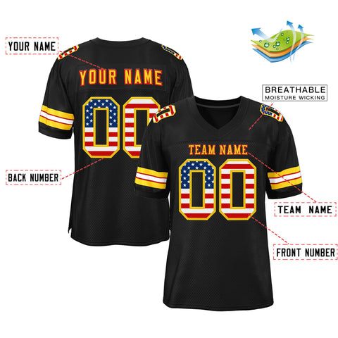 Custom Black Gold-Red Classic Style Authentic Football Jersey