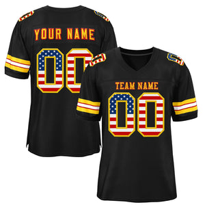 Custom Black Gold-Red Classic Style Authentic Football Jersey