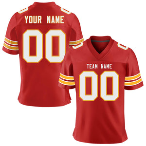 Custom Red White-Yellow Personalized Classic Mesh Authentic Football Jersey