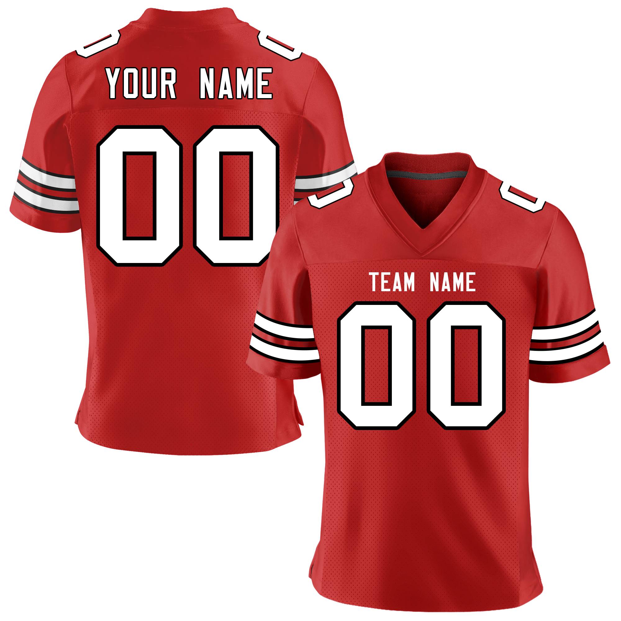 Custom Red White-Black Personalized Classic Mesh Authentic Football Jersey