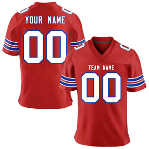 Custom Red White-Royal Personalized Classic Mesh Authentic Football Jersey