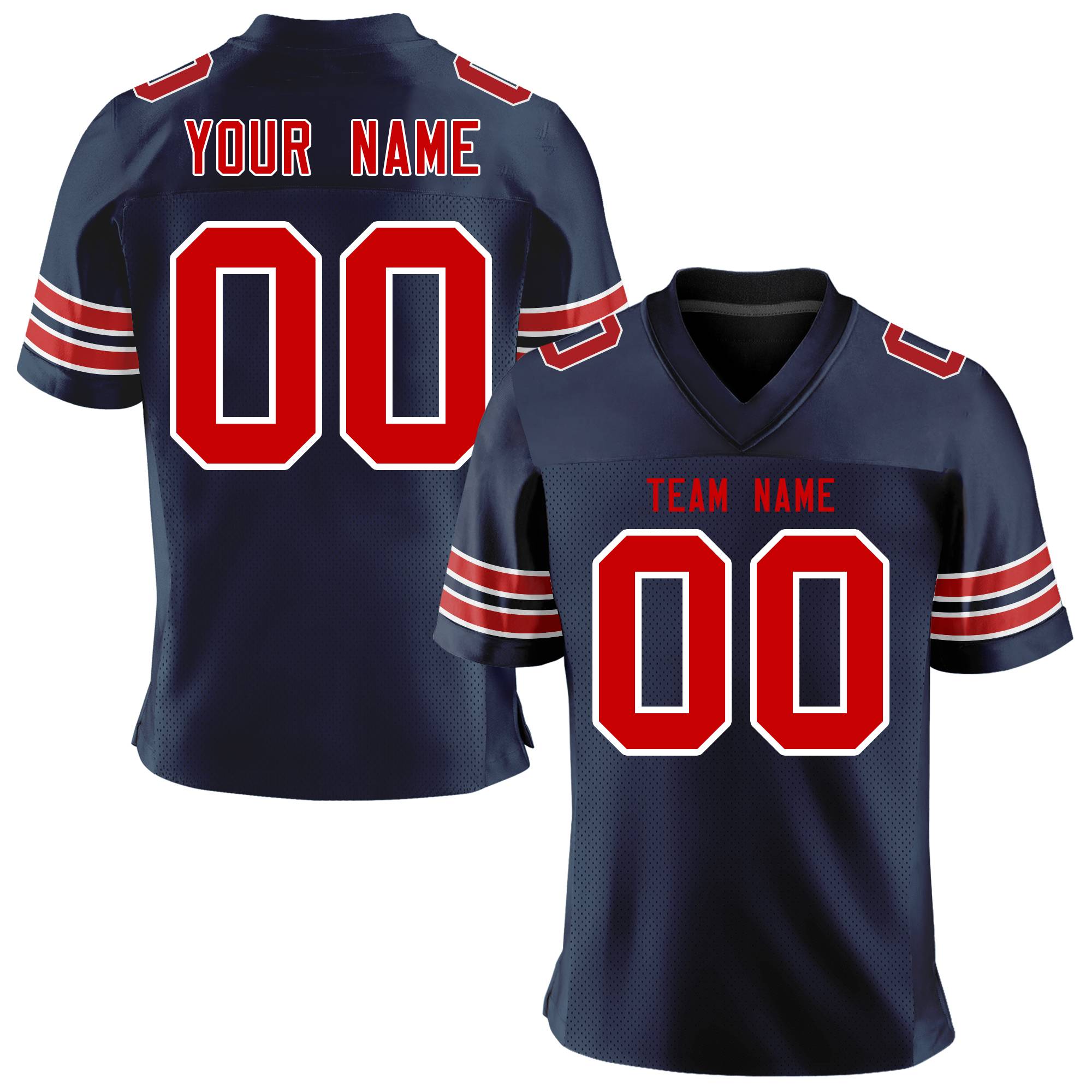 Custom Navy Red-White Personalized Classic Mesh Authentic Football Jersey