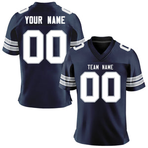 Custom Navy White-Gray Personalized Classic Mesh Authentic Football Jersey