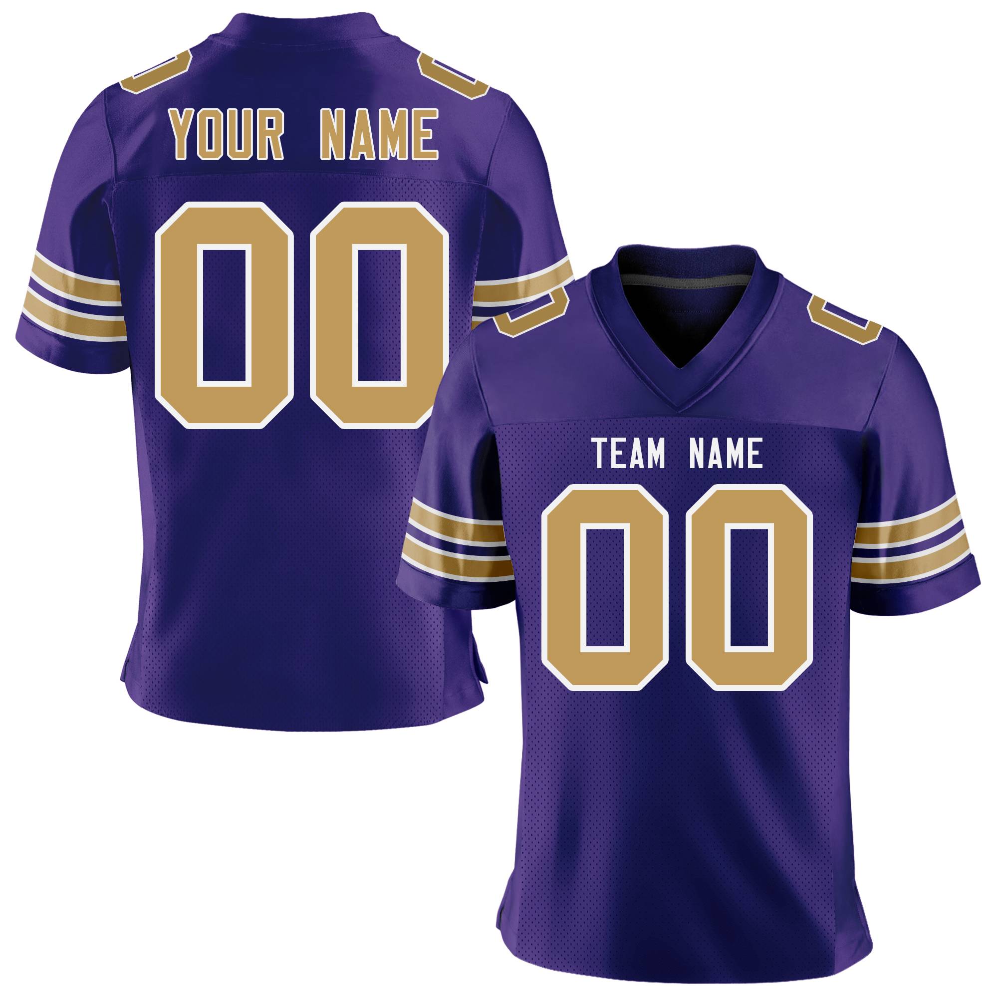 Custom Purple Old Gold-White Personalized Classic Mesh Authentic Football Jersey