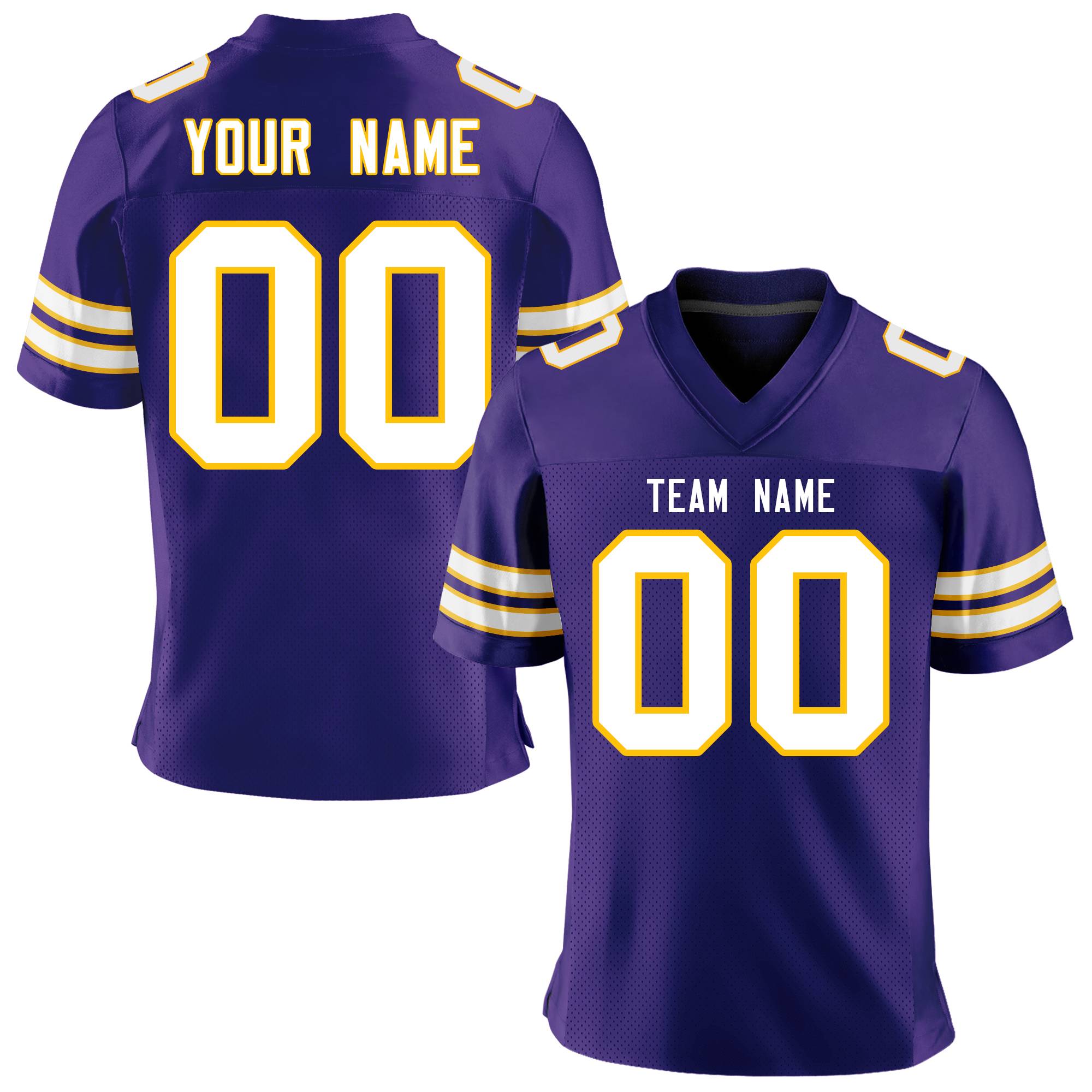 Custom Purple White-Gold Personalized Classic Mesh Authentic Football Jersey