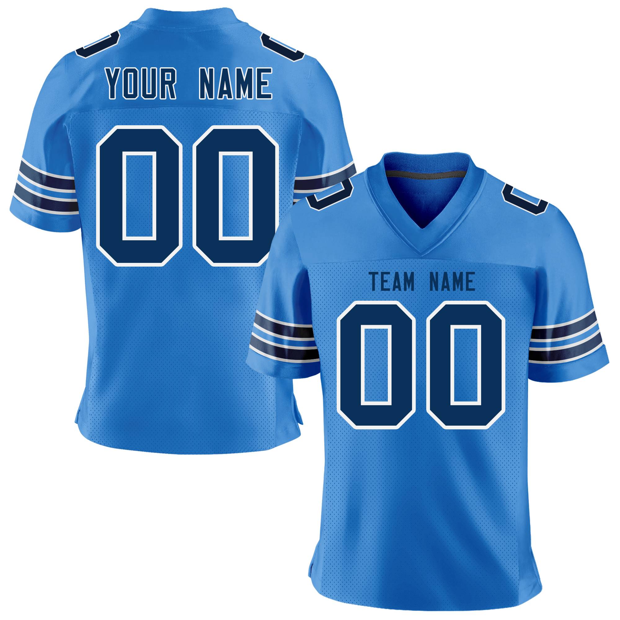 Custom Powder Blue Navy-White Personalized Classic Mesh Authentic Football Jersey