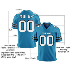 Custom Teal White-Black Personalized Classic Mesh Authentic Football Jersey