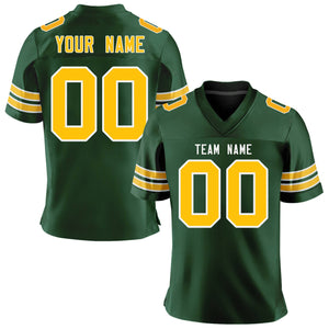 Custom Green Gold-White Personalized Classic Mesh Authentic Football Jersey