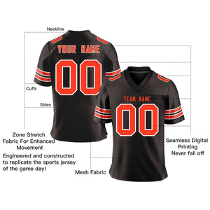 Custom Brown Orange-White Personalized Classic Mesh Authentic Football Jersey