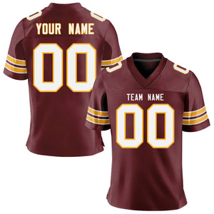 Custom Red White-Yellow Personalized Classic Mesh Authentic Football Jersey