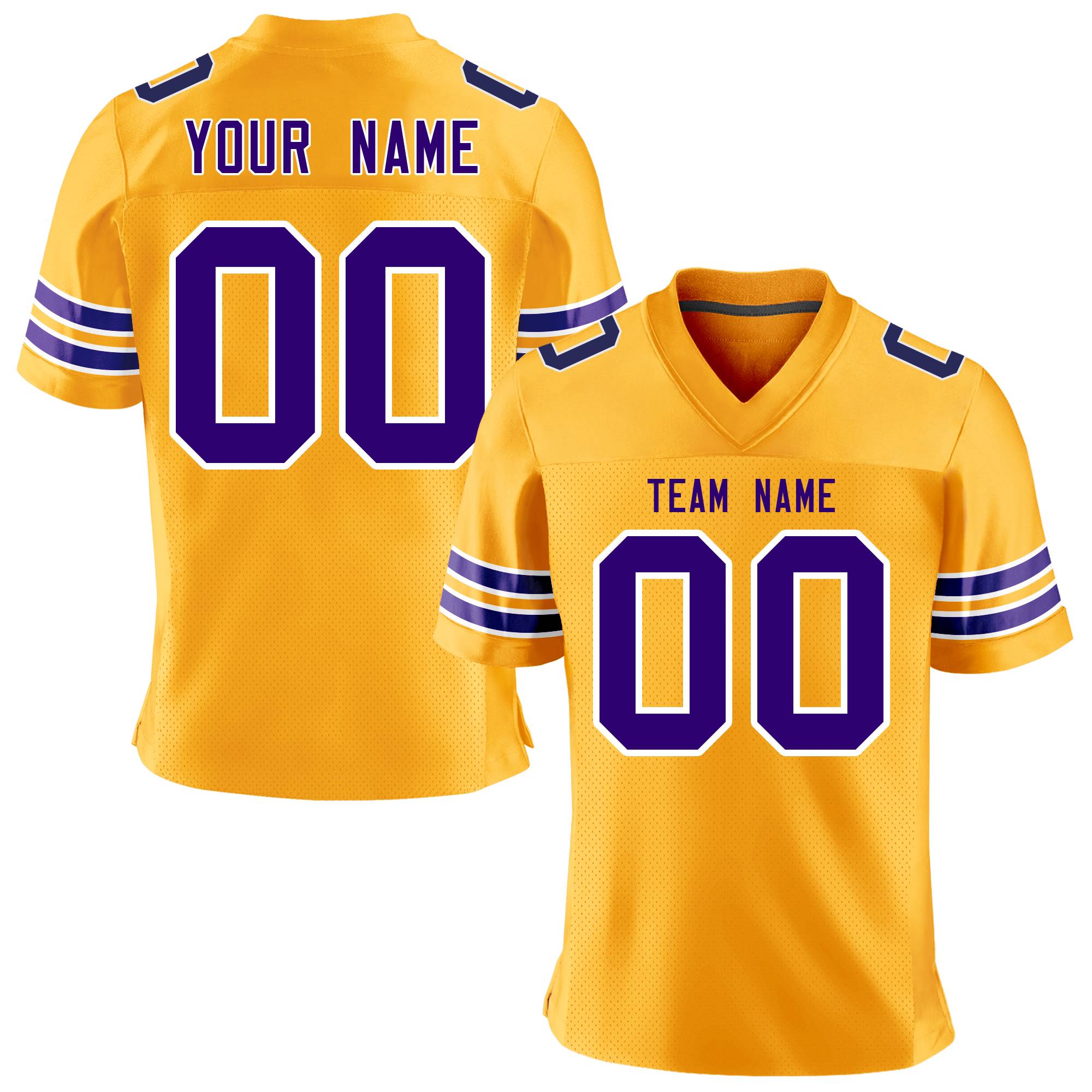 Custom Yellow Purple-White Personalized Classic Mesh Authentic Football Jersey