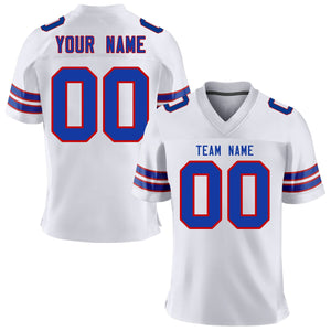 Custom White Royal-Red Personalized Classic Mesh Authentic Football Jersey