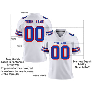 Custom White Royal-Red Personalized Classic Mesh Authentic Football Jersey