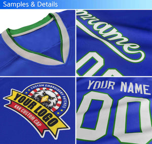 Custom Green Black Personalized Raglan Sleeves Round-Neck Hockey Jersey