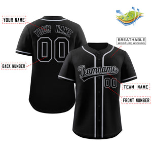 Maillot de baseball authentique de style classique noir noir-gris personnalisé