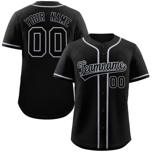 Maillot de baseball authentique de style classique noir noir-gris personnalisé