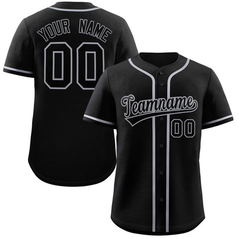 Custom Black Black-Grey Classic Style Authentic Baseball Jersey