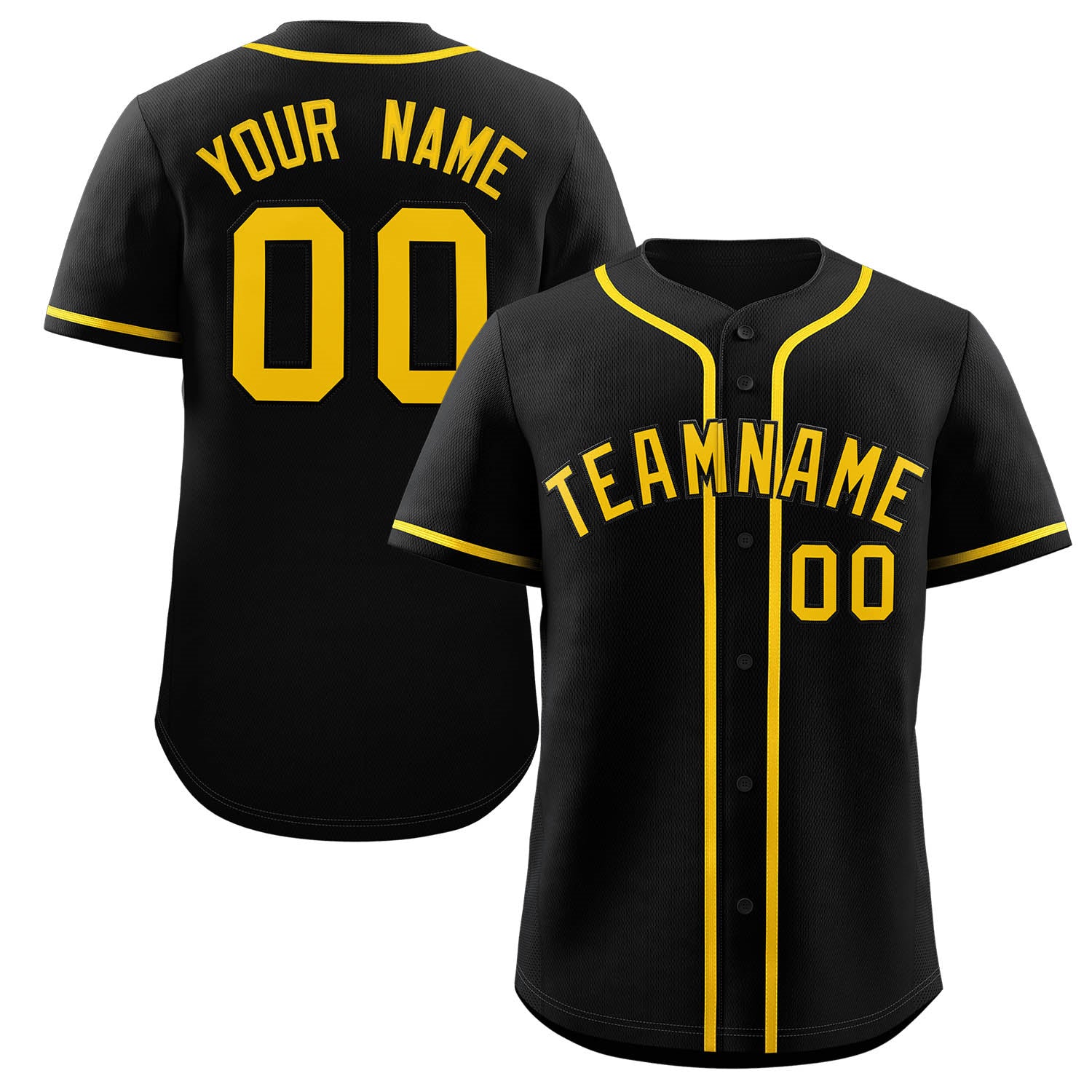 Maillot de baseball authentique de style classique jaune noir personnalisé