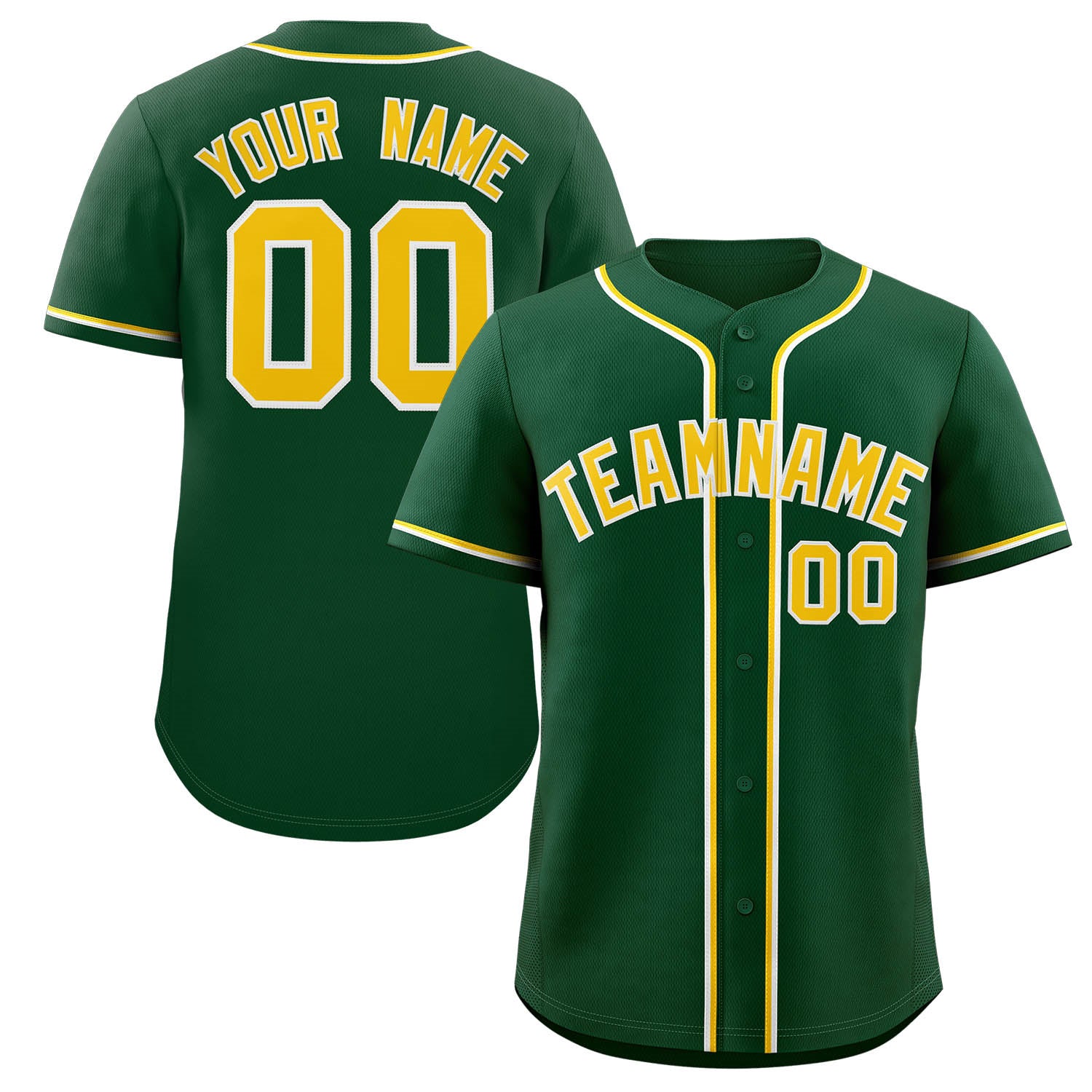 Custom Green Gold-White Classic Style Authentic Baseball Jersey