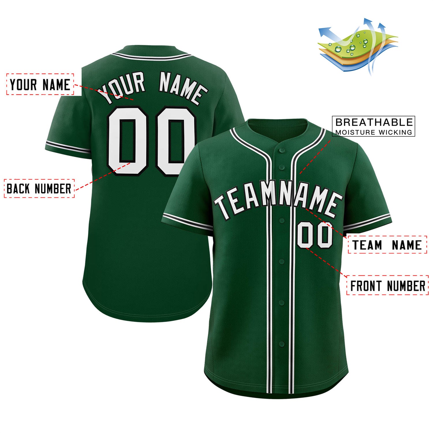 Custom Green White-Black Classic Style Authentic Baseball Jersey