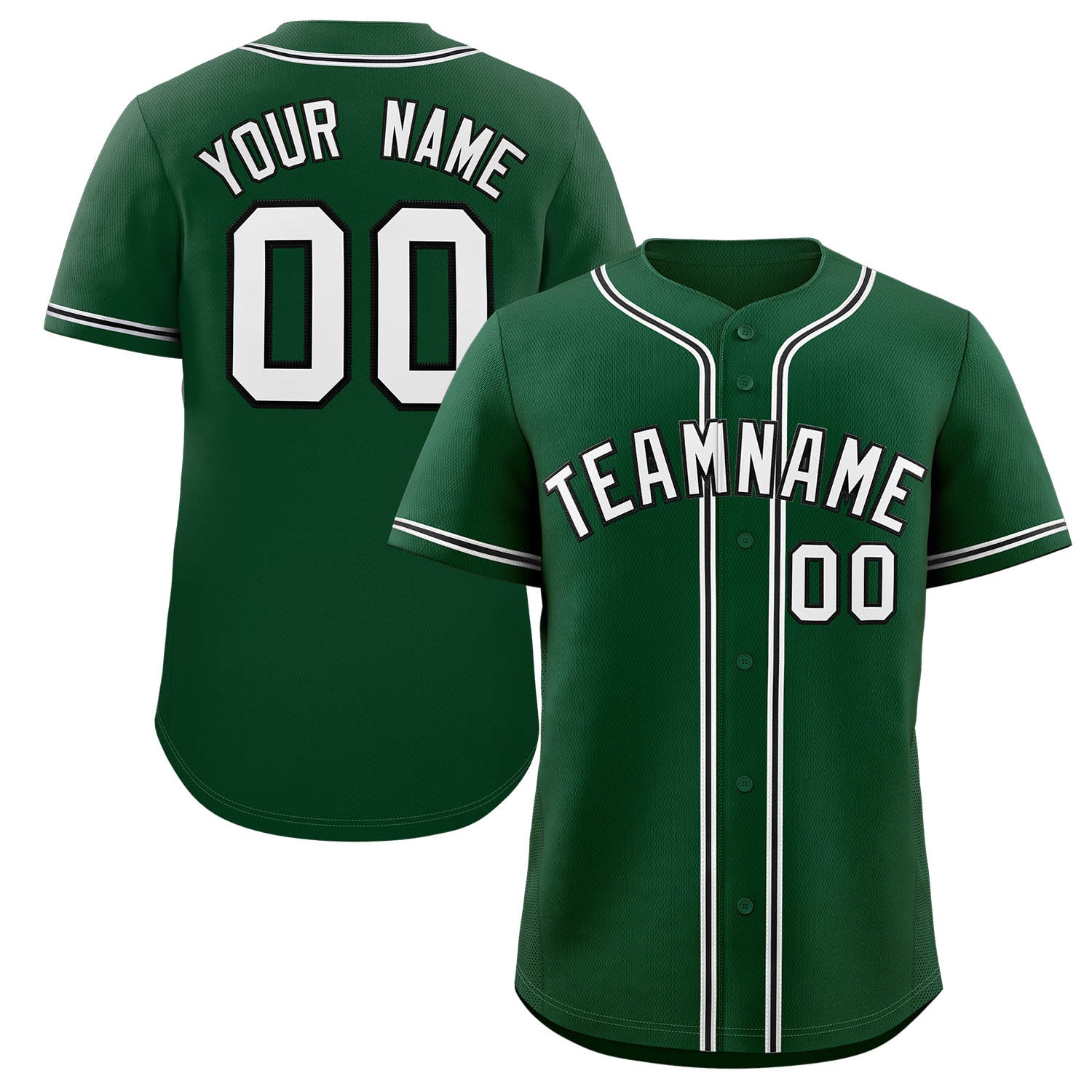 Custom Green White-Black Classic Style Authentic Baseball Jersey