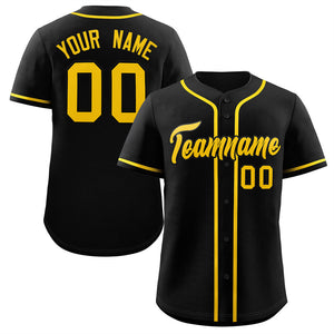 Maillot de baseball authentique de style classique jaune noir personnalisé