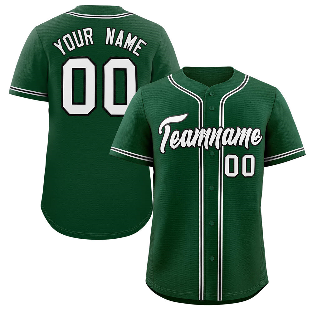 Custom Green White-Black Classic Style Authentic Baseball Jersey