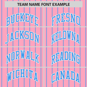 Custom Light Pink Powder Blue Raglan Sleeves Varsity Full-Snap Pinstripe Letterman Baseball Jacket