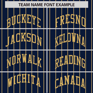 Custom Navy Old Gold Raglan Sleeves Varsity Full-Snap Pinstripe Letterman Baseball Jacket