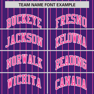 Custom Purple Pink Raglan Sleeves Varsity Full-Snap Pinstripe Letterman Baseball Jacket