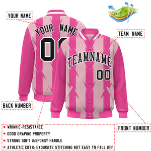 Custom Light Pink Light Pink Varsity Full-Snap Blade Pattern Raglan Sleeves Letterman Baseball Jacket