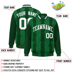 Custom Kelly Green Kelly Green Varsity Full-Snap Blade Pattern Raglan Sleeves Letterman Baseball Jacket