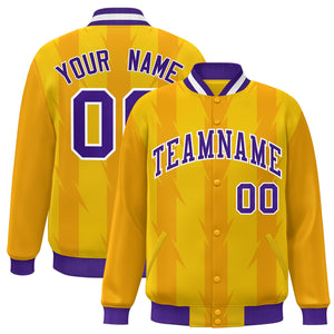 Custom Gold Gold Varsity Full-Snap Blade Pattern Raglan Sleeves Letterman Baseball Jacket