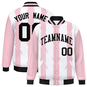 Custom White White Varsity Full-Snap Blade Pattern Raglan Sleeves Letterman Baseball Jacket