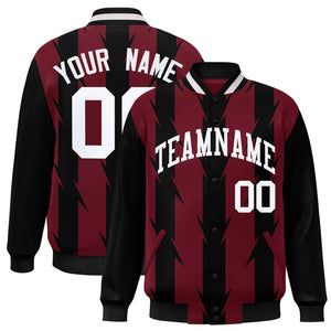 Custom Crimson Crimson Varsity Full-Snap Blade Pattern Raglan Sleeves Letterman Baseball Jacket