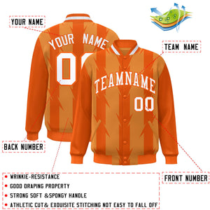 Custom Orange Orange Varsity Full-Snap Blade Pattern Raglan Sleeves Letterman Baseball Jacket