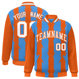 Custom Powder Blue Powder Blue Varsity Full-Snap Blade Pattern Raglan Sleeves Letterman Baseball Jacket