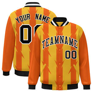 Custom Gold Gold Varsity Full-Snap Blade Pattern Raglan Sleeves Letterman Baseball Jacket