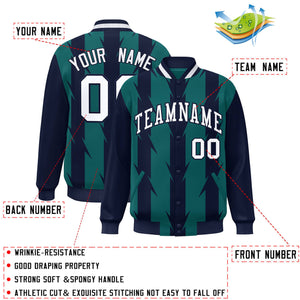 Custom Aqua Aqua Varsity Full-Snap Blade Pattern Raglan Sleeves Letterman Baseball Jacket