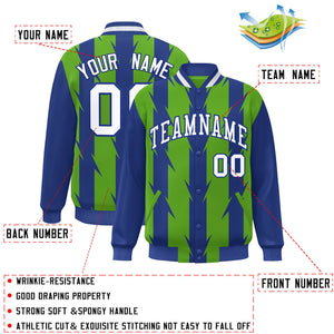 Custom Green Green Varsity Full-Snap Blade Pattern Raglan Sleeves Letterman Baseball Jacket