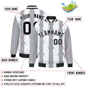 Custom White White Varsity Full-Snap Blade Pattern Raglan Sleeves Letterman Baseball Jacket