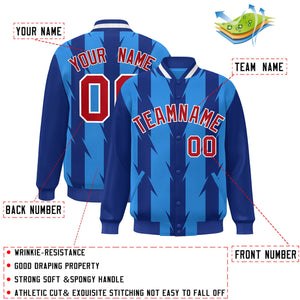 Custom Powder Blue Powder Blue Varsity Full-Snap Blade Pattern Raglan Sleeves Letterman Baseball Jacket